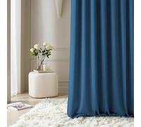 ROOM99 Aura - Cortina con Ojales Plateados, 140 x 250 cm (Ancho x Alto), oscurecimiento, Cortina corredera, Moderna, para salón, Dormitorio, Color Azul Oscuro, 1 Unidad