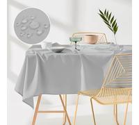 ROOM99 Aura Mantel de 140 x 200 cm, Antimanchas, Lavable, Impermeable, repele la Suciedad, poliéster, Rectangular, decoración para Banquetes para Todo el año, Color Gris Claro