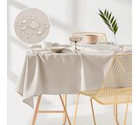 ROOM99 Aura Mantel de 140 x 200 cm, Antimanchas, Lavable, Impermeable, repele Las Manchas, de poliéster, Rectangular, decoración para Banquetes para Todo el año, Color Beige Claro