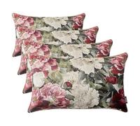 ROOM99 Blossom Shine - Funda de cojín Decorativa, 30 x 50 cm, diseño de Flores, Terciopelo, Color Rojo Oscuro (Paquete de 4)