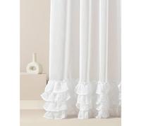 ROOM99 Cortina con Cinta fruncidora Flavia, 250 x 250 cm de Ancho x Alto para salón, Transparente, Moderna, para salón, Dormitorio, para Sistema de Tejas, Color Blanco, 1 Unidad