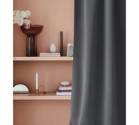 ROOM99 Laurel - Cortina con Cinta fruncidora (140 x 260 cm, Ancho x Alto), Opaca, para salón, Dormitorio, Sistema de Tejas, Color Gris Oscuro, 1 Unidad
