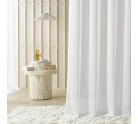 ROOM99 Cortina con Cinta fruncidora Sensia, 300 x 260 cm, Ancho x Alto, Transparente, Moderna, para salón, Dormitorio, para Sistema de rieles, Aspecto de Lino, Liso, 1 Unidad