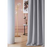 ROOM99 Cortina con Ojales Laurel 140 x 260 cm Ancho x Alto Opaco Cortinas correderas Cortinas correderas Cortina Salón Dormitorio Gris Claro 1 Pieza