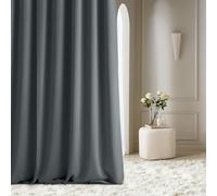 ROOM99 Cortina con Ojales Plateados Aura, 140 x 230 cm de Ancho x Alto, Cortinas correderas Modernas, para salón, Dormitorio, Gris Oscuro, 1 Unidad