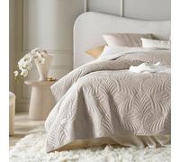 ROOM99 Feel Elegante Colcha en Color Beige 240 x 260 cm, versátil como Colcha para Cama o sofá, Ideal como Colcha de Terciopelo