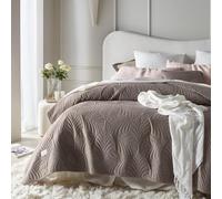 ROOM99 Feel Elegante Colcha en Color marrón 200 x 220 cm, versátil como Colcha para Cama o sofá, Ideal como Colcha de Terciopelo