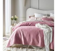 ROOM99 Feel Elegante Colcha en Color Rosa 240 x 260 cm, versátil como Colcha para Cama o sofá, Manta de Estilo Ideal como Cama de Terciopelo