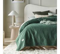 ROOM99 Feel Elegante Colcha en Color Verde Oscuro 200 x 220 cm, versátil, para el salón, o para sofá o Cama, Ideal como Cama de Terciopelo