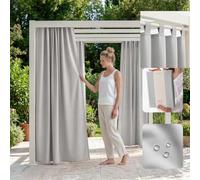 ROOM99 Garden Line - Cortinas para exteriores con trabillas, 155 x 200 cm de ancho x 200 cm de alto, resistente a la intemperie, impermeable, protección solar, para jardín, resistente al viento, color