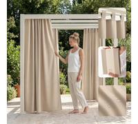 ROOM99 Garden Line - Cortinas para exteriores con trabillas, 155 x 220 cm de ancho x 220 cm de alto, resistente a la intemperie, impermeable, protección solar, para jardín, resistente al viento, color