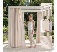 ROOM99 Garden Line - Cortinas para exteriores con trabillas, 155 x 270 cm de ancho x 270 cm de alto, resistente a la intemperie, impermeable, protección solar, para jardín, resistente al viento, color