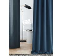 ROOM99 Laurel - Cortina con Cinta fruncidora (140 x 280 cm de Ancho x Alto, Opaca, para salón, Dormitorio, Sistema de Tejas, 1 Unidad), Color Azul Oscuro