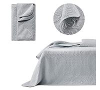 ROOM99 Leila Colcha Elegante Color Gris Claro 170 x 210 cm Versátil para Cama y Sofá Ideal para Dormitorio