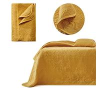 ROOM99 Leila Colcha Elegante Color Mostaza 170 x 210 cm Versátil para Cama y Sofá Ideal para Dormitorio