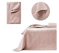 ROOM99 Leila Colcha Elegante Color Rosa Polvo 170 x 210 cm Versátil para Cama y Sofá Ideal para Dormitorio