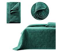 ROOM99 Leila Colcha Elegante Color Verde Oscuro 170 x 210 cm Versátil para Cama y Sofá Ideal para Dormitorio