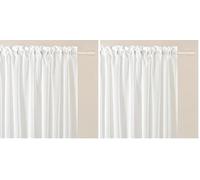 ROOM99 Novelia - Cortina con Cinta fruncidora (140 x 250 cm, Ancho x Alto), Transparente, Moderna, para salón, Dormitorio, para Sistema de Tejas, Color Blanco Liso, 1 Unidad (Paquete de 2)