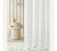 ROOM99 Novelia - Cortina con Cinta fruncidora (250 x 270 cm, Ancho x Alto), Transparente, Moderna, para salón, Dormitorio, para Sistema de rieles, Color Blanco Liso, 1 Unidad