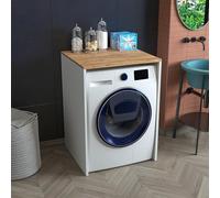 ROOMART, Mueble de baño Atlantic para lavadora, 65 x 90 x 60 cm, en roble blanco, roble antracita (roble blanco)