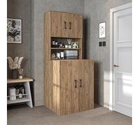 ROOMART, Mueble para lavadora, torre de lavado, estante para lavadora, montaje en lavadora - BHT: 70 x 180 x 69 cm (con armario superior, roble)