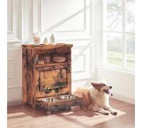 Roomfitters Mueble moderno de estación de alimentación para mascotas con 2 cuencos elevados para perros, diseño oculto a prueba de perros, armario de almacenamiento de alimentos para perros,