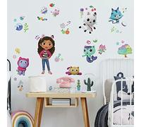 RoomMates Gabby's Dollhouse RMK4823SCS - Calcomanías de pared para despegar y pegar, rosa, morado, azul