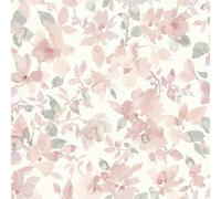 RoomMates Papel pintado de acuarela floral rosa para despegar y pegar