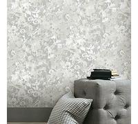 RoomMates RMK11566RL Wildflowers Shadows-Papel Pintado Adhesivo, Gris/Blanco, 45.72 cm x 5.74 m
