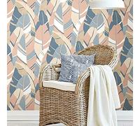 RoomMates RMK11575RL Papel Pintado Adhesivo de Corazones de Palma, Bleu Rose, 45.72 cm x 5.74 m