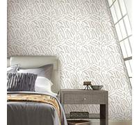 ROOMMATES RMK11621RL Papel Pintado Adhesivo Curly Strokes, Gris Pardo y Blanco, 45.72 cm x 5.74 m