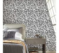 RoomMates RMK11622RL Papel Pintado Autoadhesivo Curly Strokes, Negro/Blanco, 45.72 cm x 5.74 m