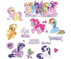 RoomMates RMK3551SCS My Little Pony The Movie Peel & Stick Calcomanías de pared con purpurina, multicolor, 8 pulgadas