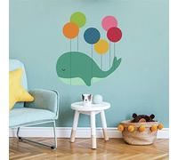 RoomMates RMK4120GM Whale Dream Walker Calcomanías de pared para despegar y pegar, rojo, naranja, amarillo, azul, verde