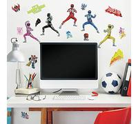 RoomMates RMK4454SCS Power Rangers Calcomanías de pared para despegar y pegar, rosa, rojo, azul, amarillo