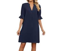 RoomTour Vestido Camisa Mujer Cuello en V Mangas Corta