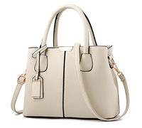Roomy Fashion Large Leather Handbag For Women: Ladies Purse, Satchel & Shoulder Tote Bag(Beige)
