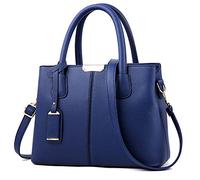 Roomy Fashion Large Leather Handbag For Women: Ladies Purse, Satchel & Shoulder Tote Bag(Dark Blue)