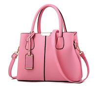 Roomy Fashion Large Leather Handbag For Women: Ladies Purse, Satchel & Shoulder Tote Bag(Pink)