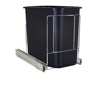 ROONOVA: Estante extraíble para contenedores | Acabado cromado duradero y marco ajustable | Acero resistente | Se desliza debajo del armario de cocina | Con clips para cubo de basura | Compatible con