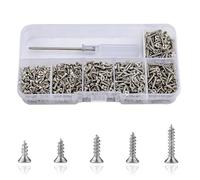 Roosea 1000 Pzs M2 tornillos pequeños para madera 5/6/7/8/10 mm tornillos autorroscantes cruzados de cabeza plana con destornillador tornillos coche para cajón de casa de muñecas con bisagras(Plata)