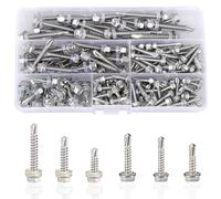 Roosea 165 Piezas Tornillos Autotaladrantes Cabeza Hexagonal M4.2/M5.5 Tornillos Hexagonales Autoperforantes Acero Inoxidable 410 Tornillos Roscachapa Metal Tornillos Autorroscantes para Metal Madera
