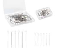 Roosea 200 Pines de Alfileres de Costura Alfileres De Ramo, Pasadores de Cabeza de Vidrio de 6,5 cm y 4,4 cm de Largo, Alfileres De Cabeza Redonda, Alfileres Rectos Blancos para Decoración de Flores