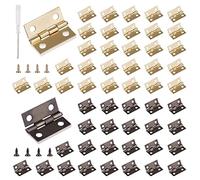 Roosea 60 Pzs mini bisagras 15 * 18 mm Bisagras Pequeñas Manualidades con 240 tornillos y destornillador para manualidades Caja de madera Juguetes Casa de muñecas