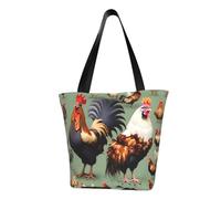 Rooster and Chicken - Bolso de hombro para mujer, bolso de compras, adecuado para viajes de fin de semana, bolsa de mensajero