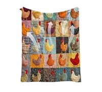 Rooster Blanket - Adds Warmth Charm Any Setting | Flannel Machine Washable Quilt + Soft Breathable Throw | Friends Family Home Bedroom Outdoor Picnic Housewarming Birthday Gift
