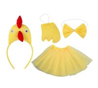 Rooster Costume - Yellow Gauze Skirt | Kids Chicken Costume | Dress Headband Bowtie Cosplay For Christmas Birthday Thanksgiving Halloween Themed Events, Little Girl Costume, Stage Performances