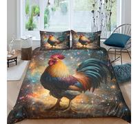 Rooster - Funda nórdica 3D (3 piezas) Big Cock Microfibra con cierre oculto King(220 x 240 cm)