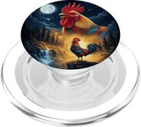Rooster Howling to The Moon Vintage Funny Rooster PopSockets PopGrip para MagSafe