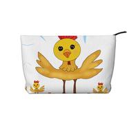 Rooster in The Square - Bolsa de cosméticos de pana estampada, bolsa de almacenamiento impermeable de gran capacidad para artículos de tocador de viaje, Black, Talla única